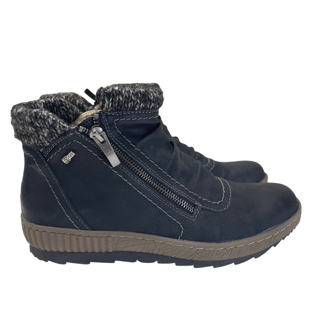 Spring Step Boots Womens 41 9.5-10 Cleora Black Water Resistant Knit Ankle Boot